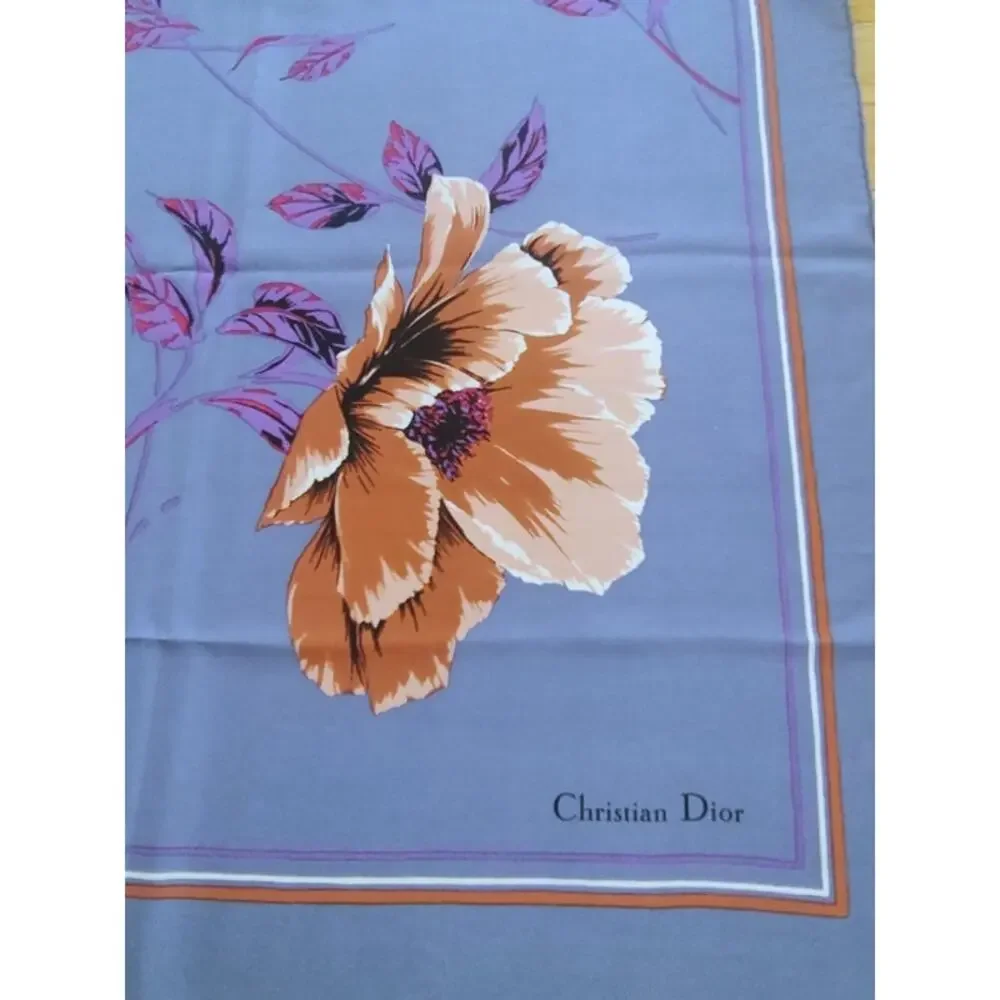Dior floral vintage pastel silk scarf large EUC